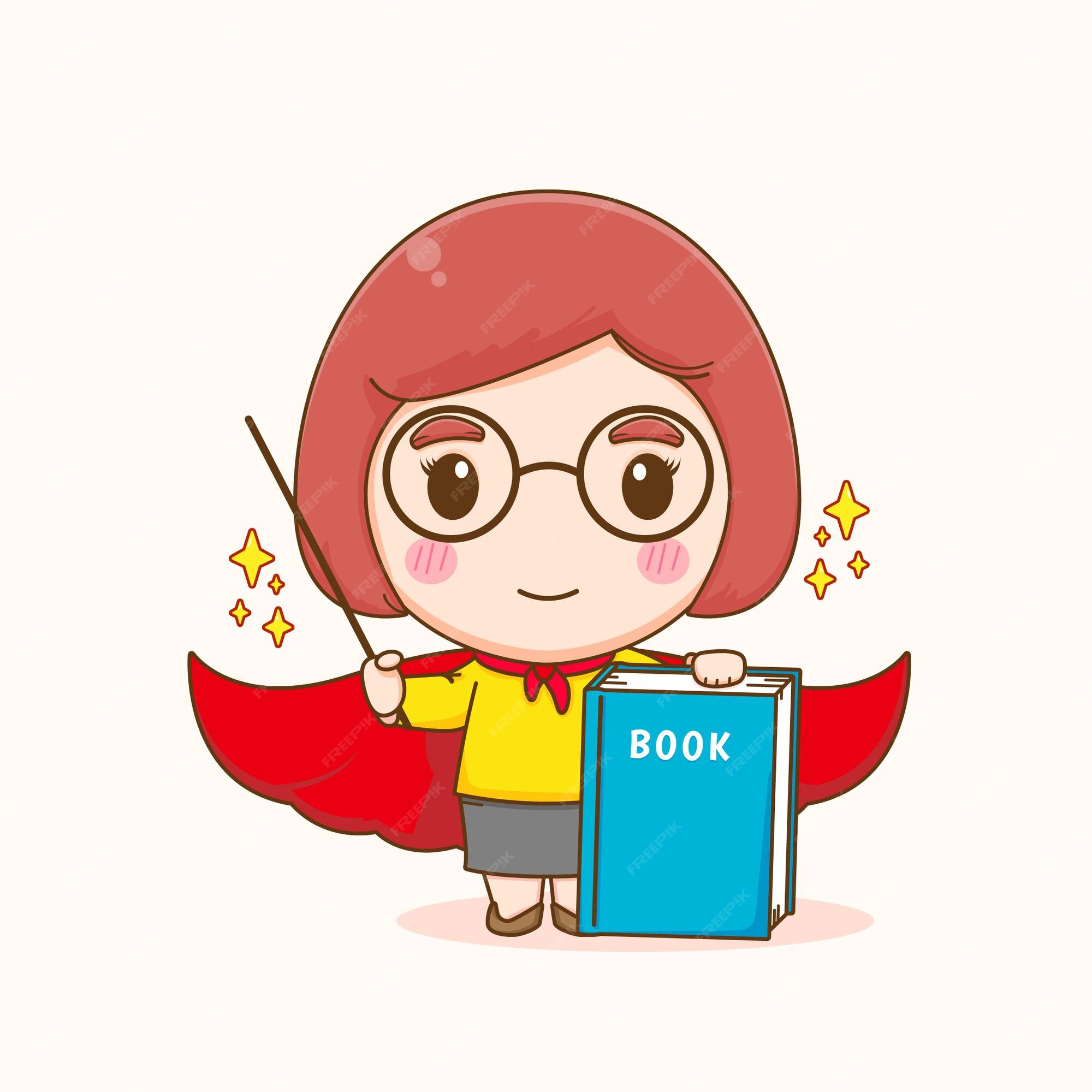 Linda mujer maestra como dibujos animados de superhéroe | Vector Premium Linda mujer maestra como dibujos animados de superhéroe | Vector Premium