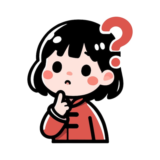Una linda niña china con un signo de interrogación.