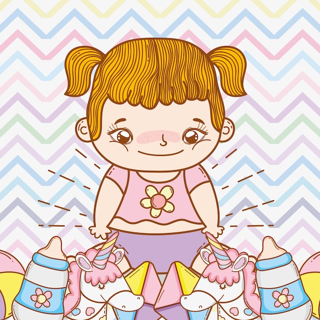 linda niña con juguetes divertidos