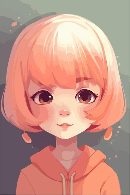 linda niña kawaii ilustración colores planos ilustración vectorial arte digital Anime aislado