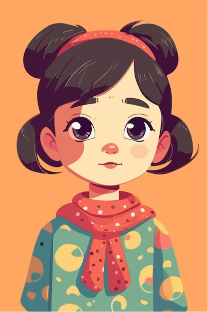 linda niña kawaii ilustración colores planos ilustración vectorial arte digital Anime aislado