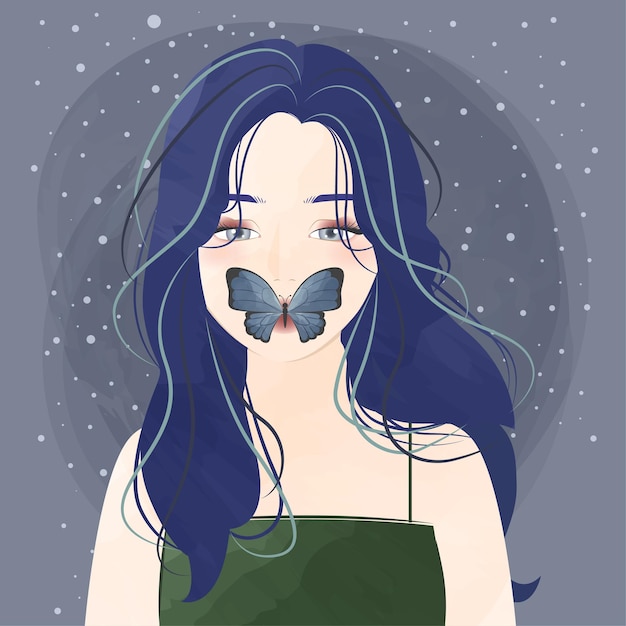 linda niña con mariposa