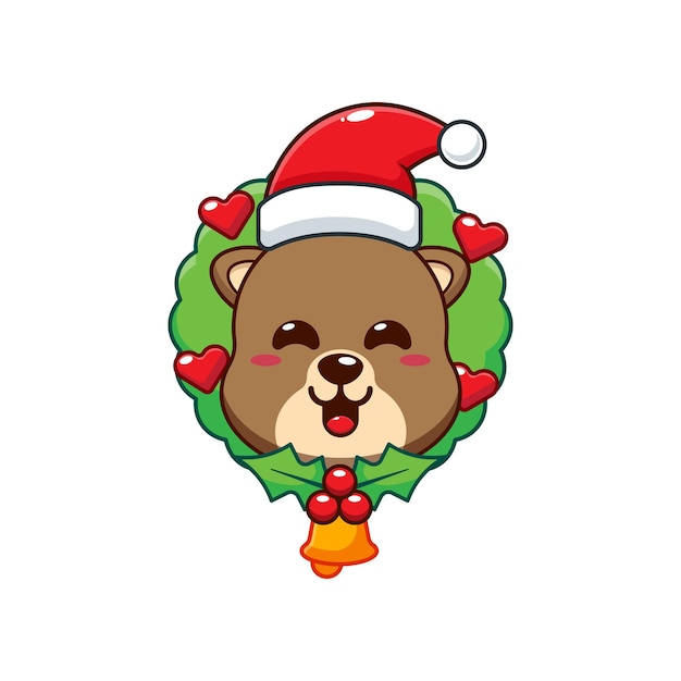 Una linda nutria en el día de Navidad Ilustración vectorial de dibujos animados