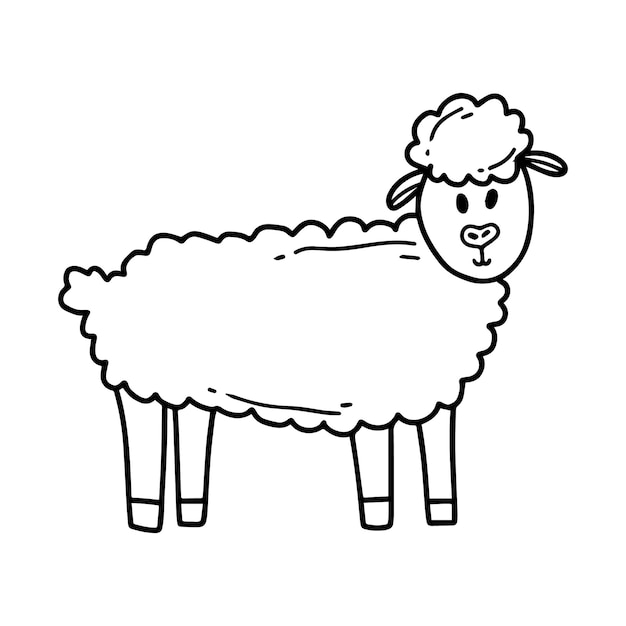 Linda oveja estilo Doodle ilustración vectorial