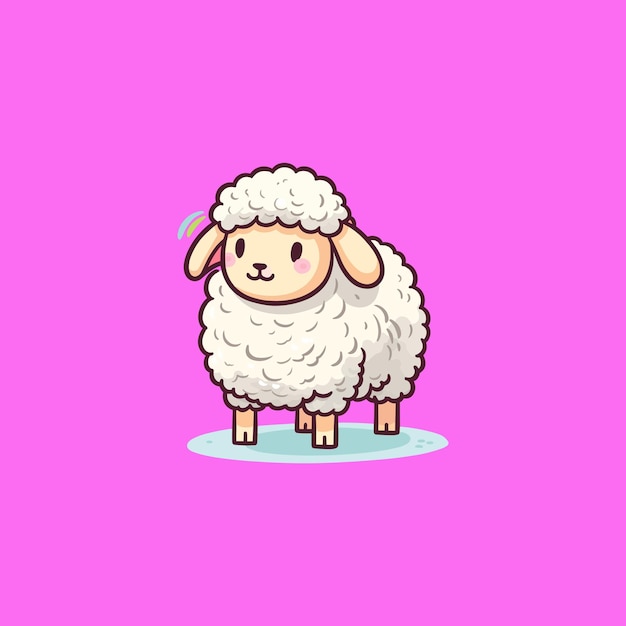 Linda oveja sobre fondo rosa