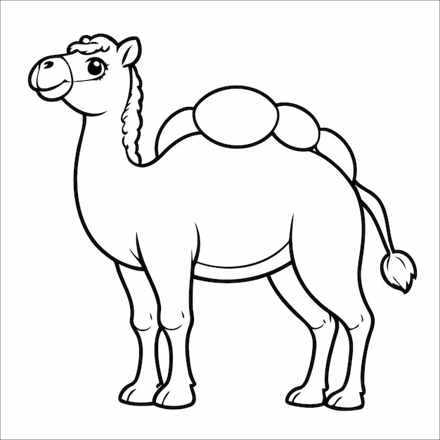 Vector linda página para colorear de camellos para niños pequeños