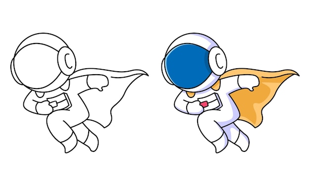 linda página para colorear de superhéroe astronauta para niños