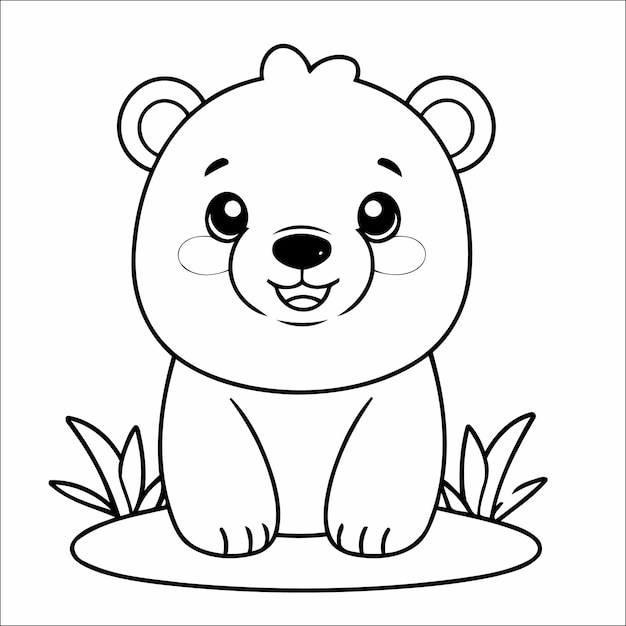 Linda página para colorear de vectores Kawaii de oso polar para niños