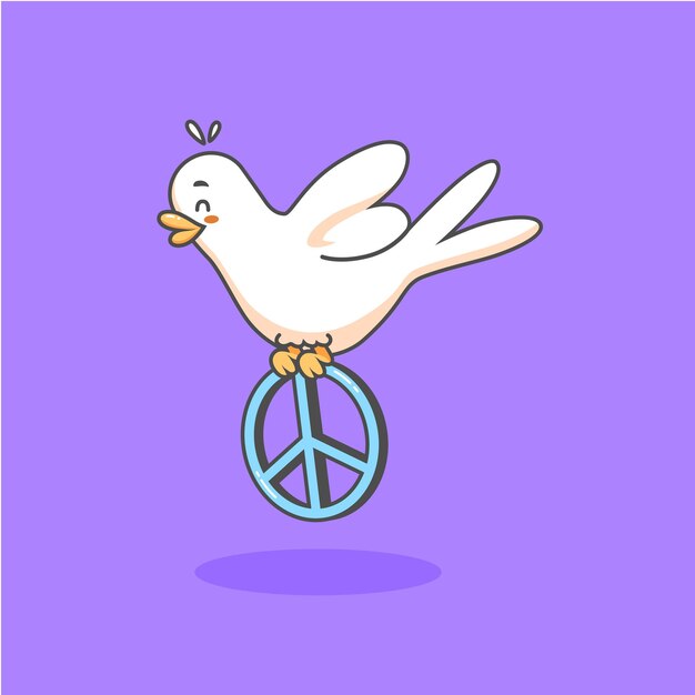 Vector linda paloma volando con el símbolo de la paz