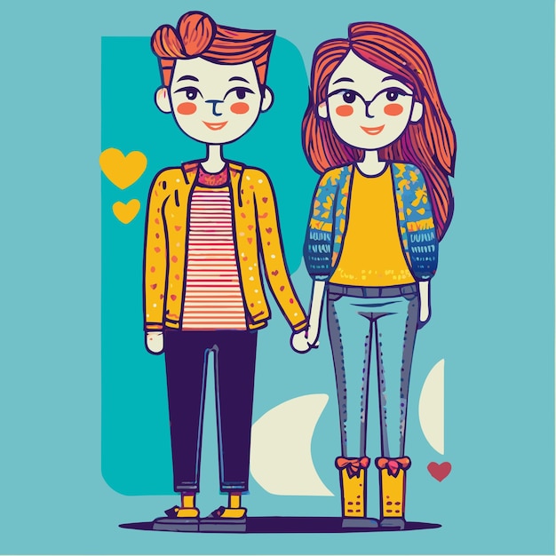 Una linda pareja de dibujos animados para el día de san valentín