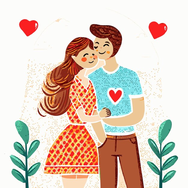 Una linda pareja de dibujos animados para el día de San Valentín