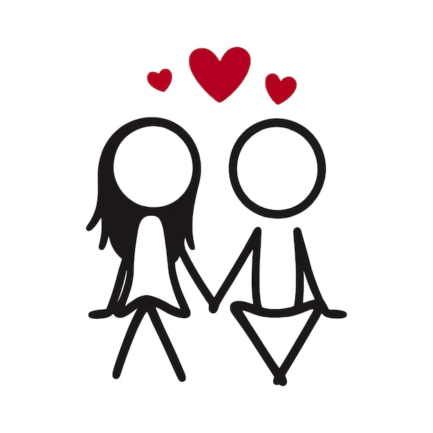Una linda pareja de dibujos animados tomados de la mano perfecta para el Día de San Valentín.