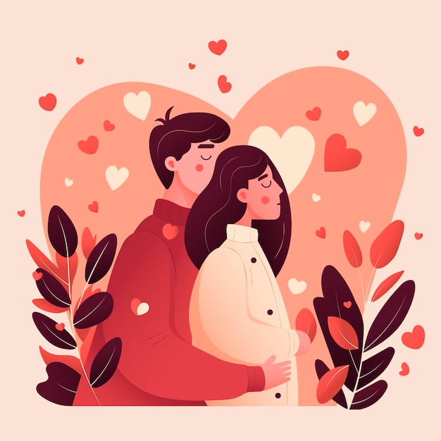 Linda pareja enamorada. Dibujo para el día de los enamorados