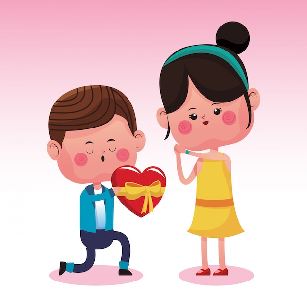Una linda pareja enamorada de dibujos animados