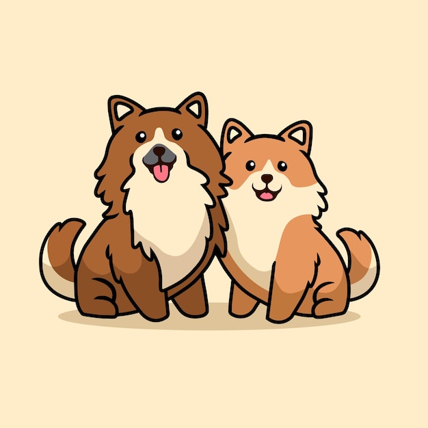 linda pareja de perros animados felices icono de dibujos animados vector animado