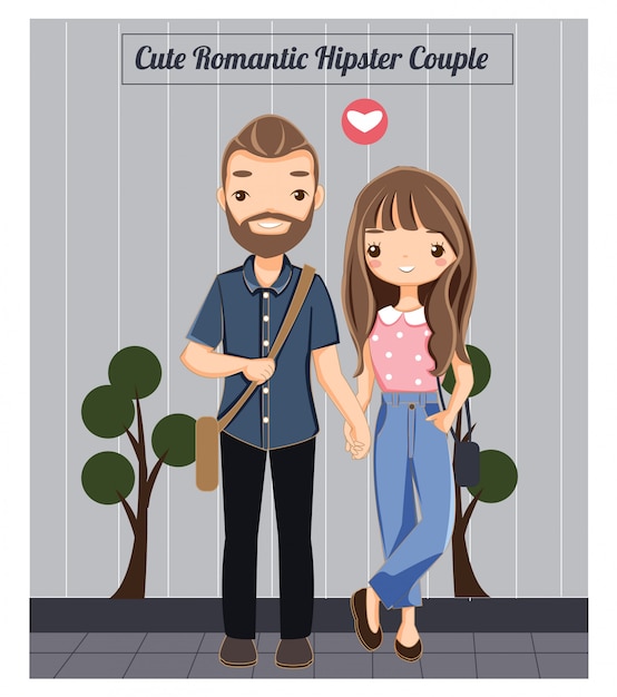 Linda pareja romántica hipster