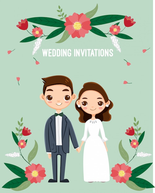 Linda pareja romántica para la tarjeta de invitaciones de boda