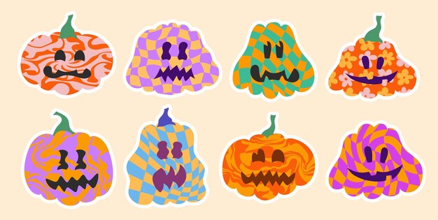 Linda pegatina de calabaza con textura retro con diferentes caras para cortar el circuito