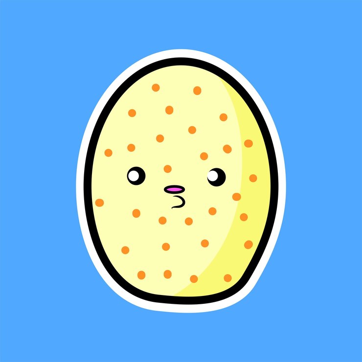 Linda pegatina de dibujos animados de huevo para niños