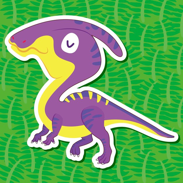 Vector una linda pegatina de dinosaurio con hadrosaurus