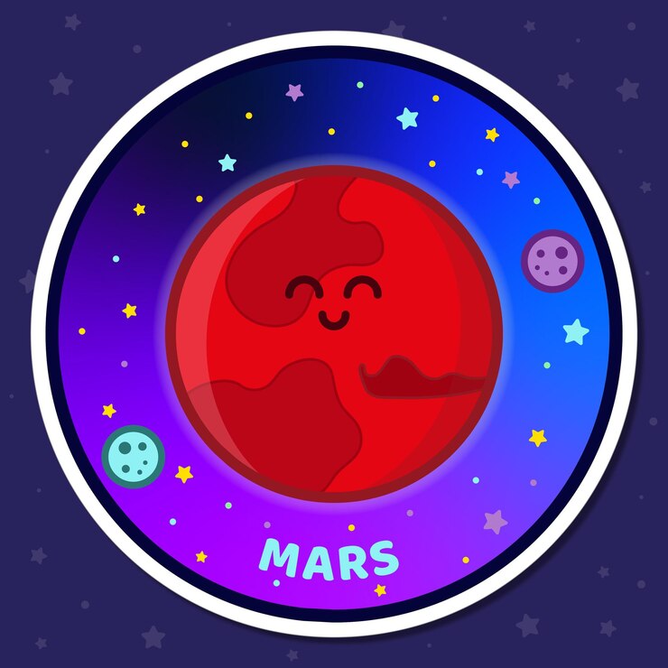 Linda pegatina del Sistema Solar el planeta Marte