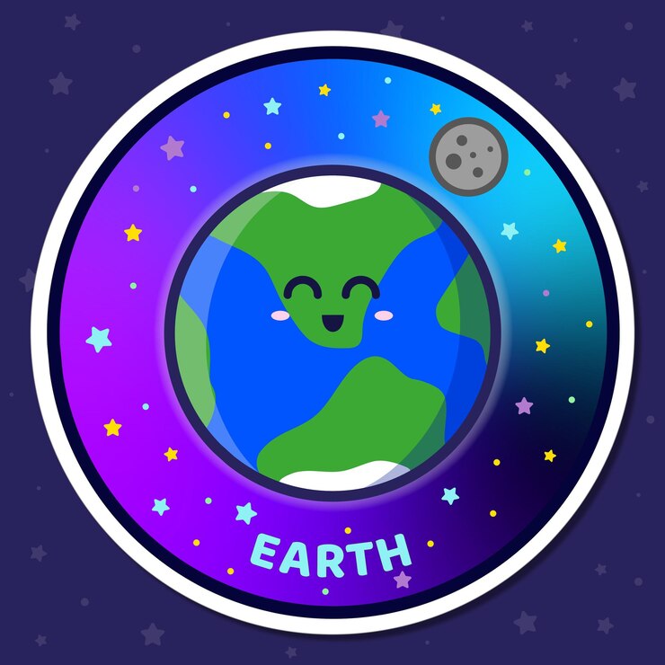 Linda pegatina del Sistema Solar planeta Tierra