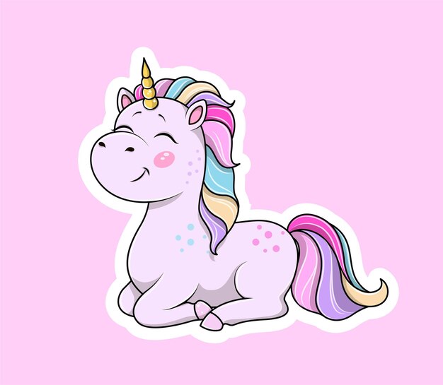 Vector linda pegatina de unicornio