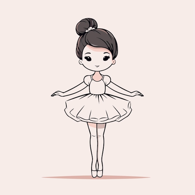 La linda pequeña bailarina en tutu blanco ilustración vectorial