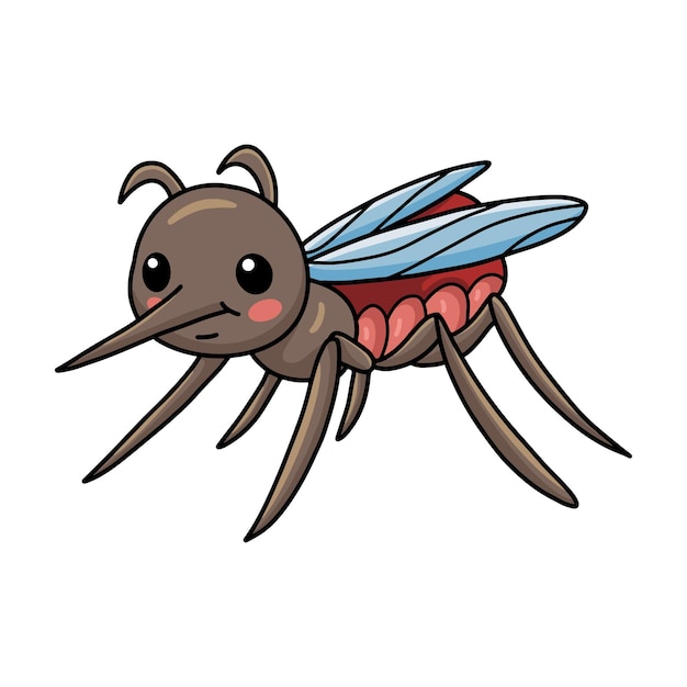 Linda pequeña caricatura de mosquito posando