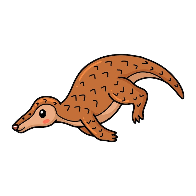 Linda pequeña caricatura de pangolín corriendo
