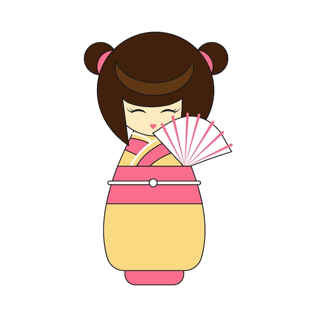 Vector linda pequeña geisha.