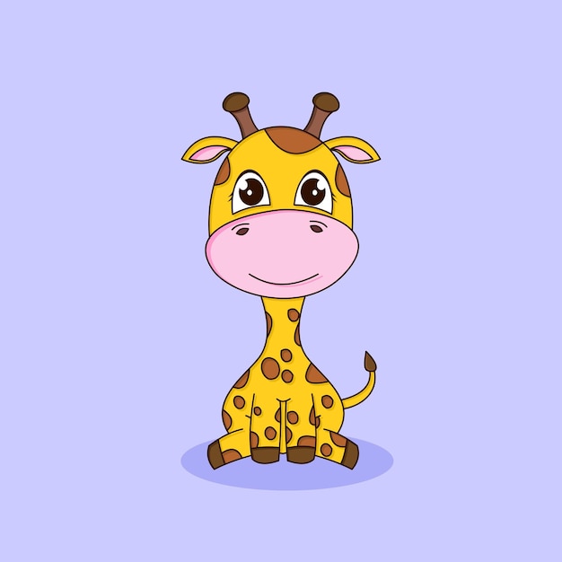 Linda pequeña jirafa de dibujos animados