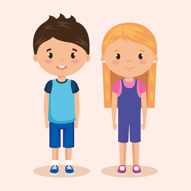 Vector linda y pequeña pareja de niños