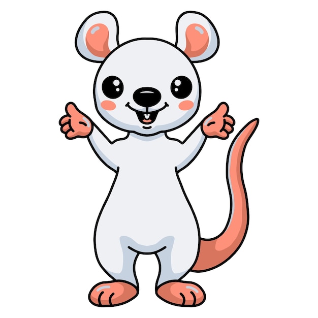 Linda pequeña presentación de dibujos animados de ratón blanco | Vector Premium Linda pequeña presentación de dibujos animados de ratón blanco | Vector Premium