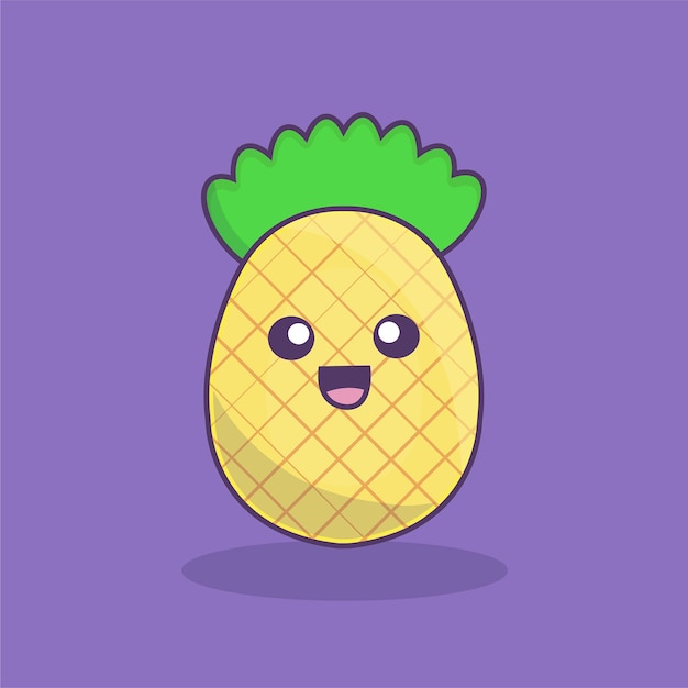 Linda piña dibujos animados vector ilustración naturaleza comida icono