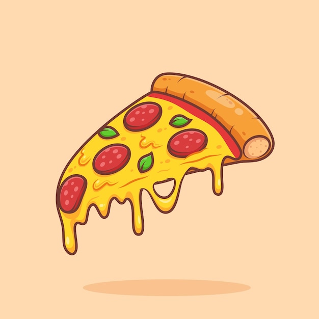 Vector linda pizza simple con ilustración de vector de queso derretido