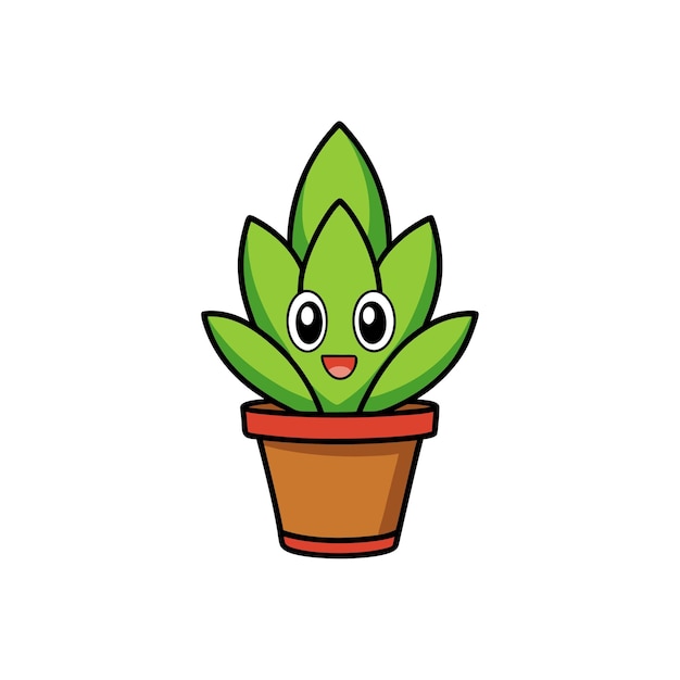 Una linda planta de dibujos animados en una olla