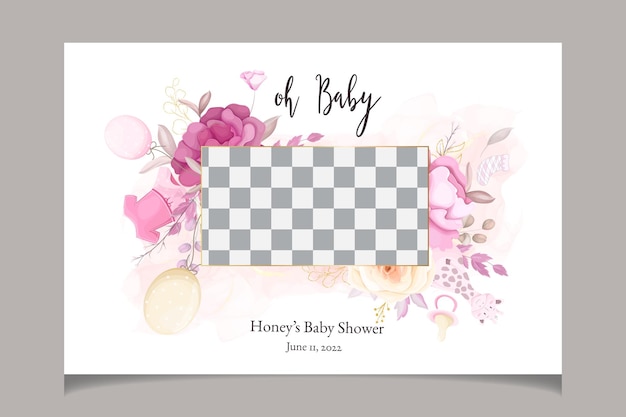 Linda plantilla de diseño de baby shower con dulce floral