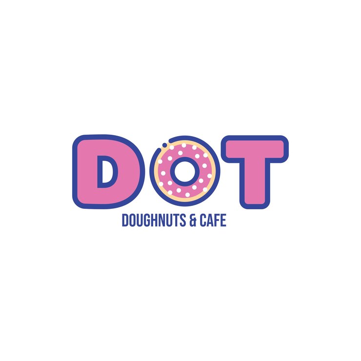 Vector linda plantilla de diseño de logotipo de rosquilla rosa con detalles de lunares