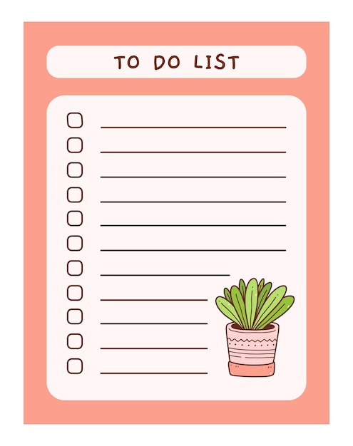 Linda plantilla de lista de tareas con elemento floral Diseño divertido del horario del planificador diario o lista de verificación