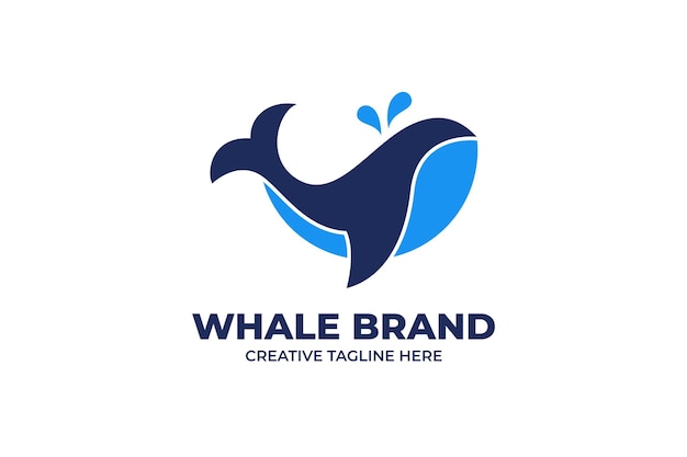 Linda plantilla de logotipo de animal de ballena azul