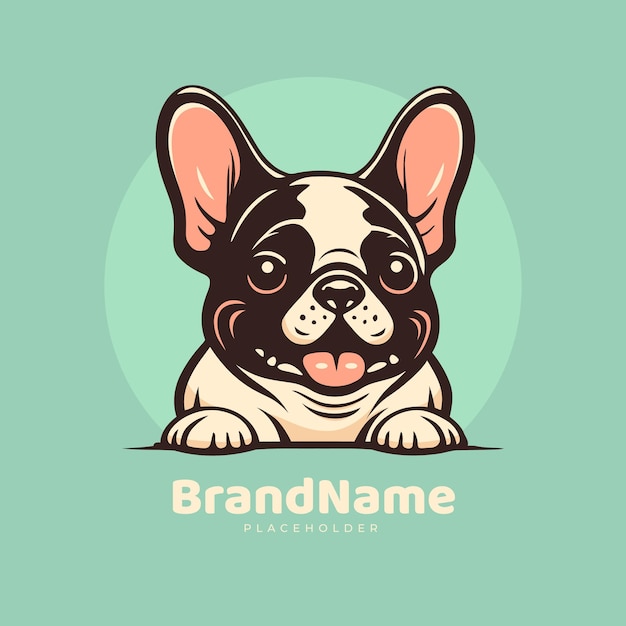 Vector linda plantilla de logotipo de bulldog francés