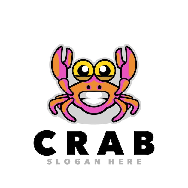 Linda plantilla de logotipo de mascota cangrejo