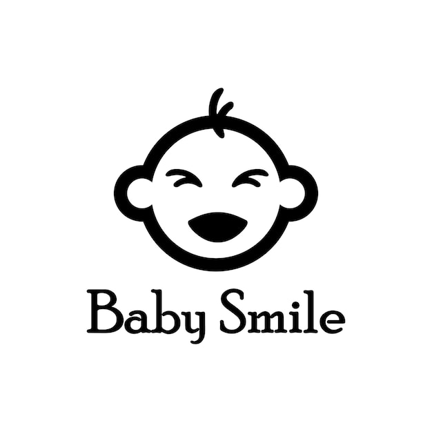 Linda plantilla de logotipo de sonrisa de cara de bebé feliz