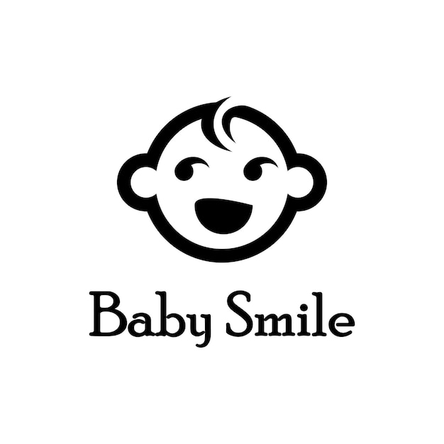 Linda plantilla de logotipo de sonrisa de cara de bebé feliz