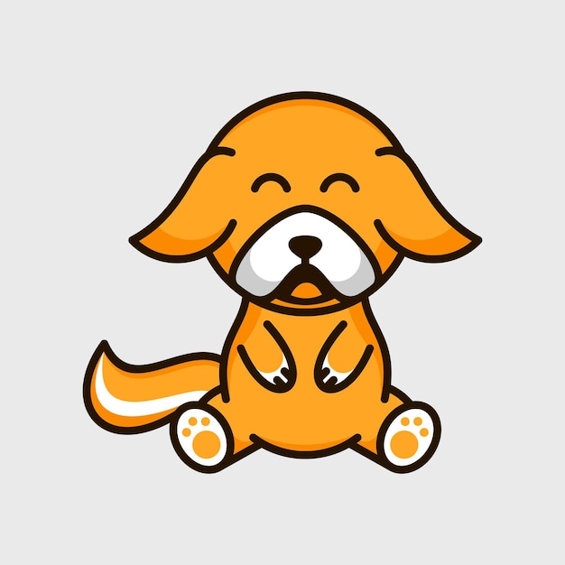linda plantilla de vector de diseño de logotipo de mascota de cachorro o perro sonriente