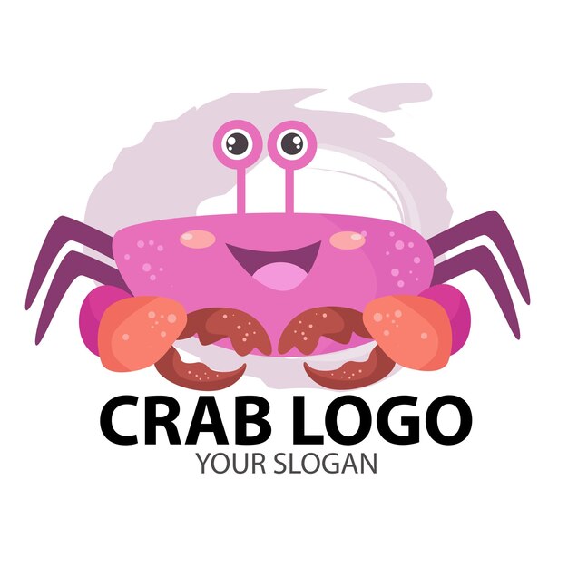 Linda plantilla de vector de idea de logotipo de cangrejo. Añadir eslogan