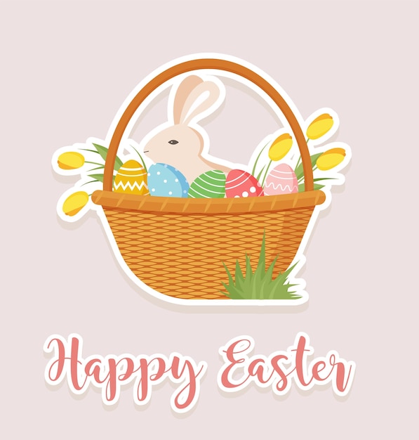 Linda postal banner feliz Pascua ilustración vectorial