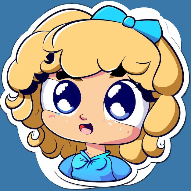 Linda princesa chibi chica dibujado a mano dibujos animados pegatina icono concepto aislado ilustración