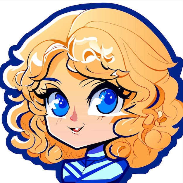 Linda princesa chibi chica dibujado a mano dibujos animados pegatina icono concepto aislado ilustración